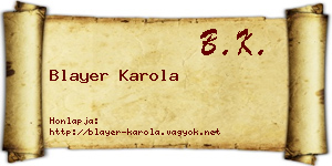 Blayer Karola névjegykártya